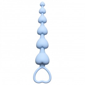 Голубая анальная цепочка Heart's Beads Blue - 18 см.