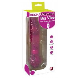 Розовый вибромассажер Rechargeable Big Vibe - 25,5 см.